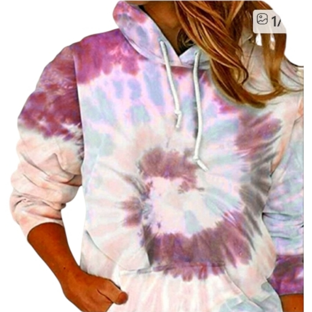 Tie Dye Hooded Long Sleeve Top - Picture 1 of 3